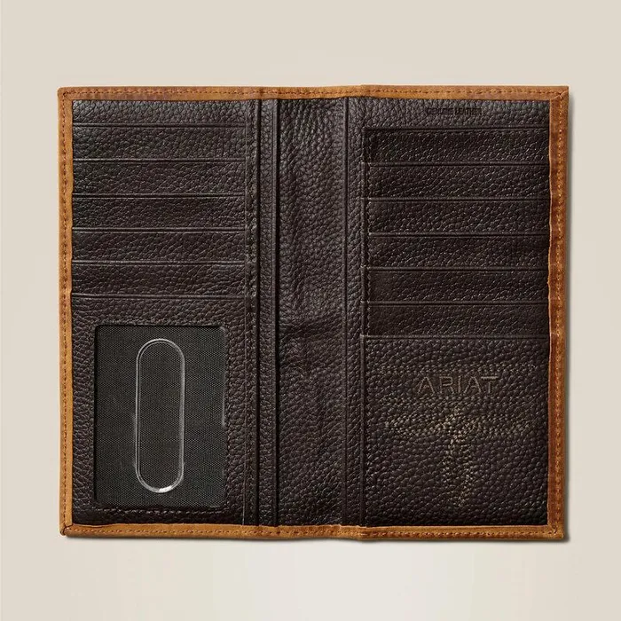Men Bags and Wallets Ariat Rodeo Wallet Large Logo Medium Brown
