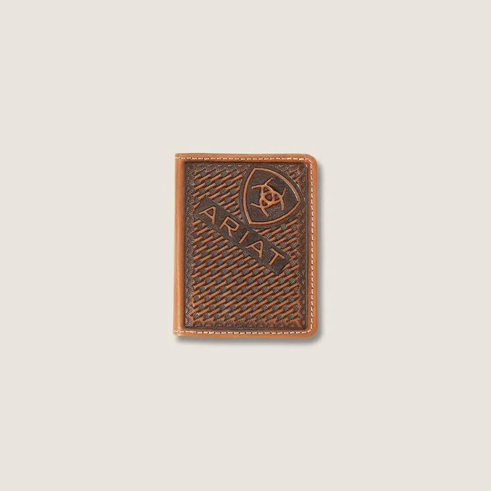 Men Bags and Wallets Ariat Weaved Bifold Wallet Brown