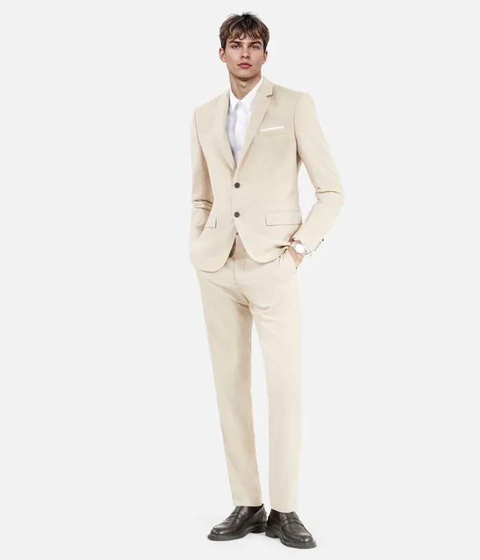 Men Beige Wool Suit Fitted Jacket THE KOOPLES Blazers and Suits