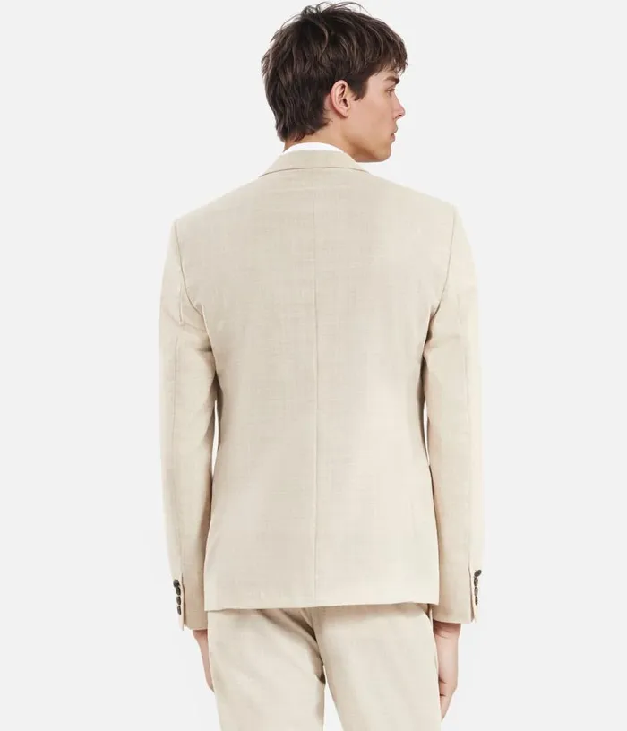 Men Beige Wool Suit Fitted Jacket THE KOOPLES Blazers and Suits