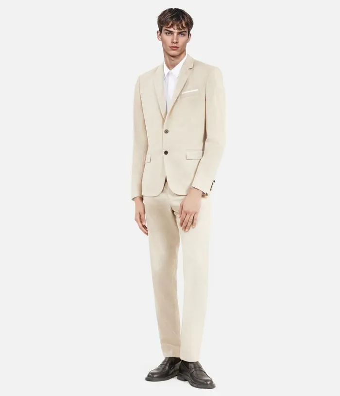Men Beige Wool Suit Fitted Jacket THE KOOPLES Blazers and Suits