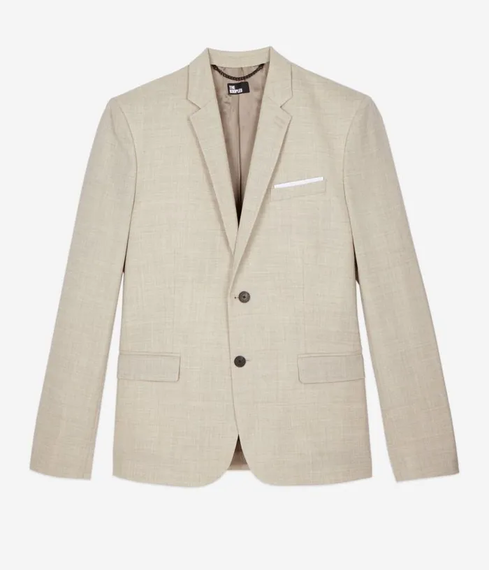 Men Beige Wool Suit Fitted Jacket THE KOOPLES Blazers and Suits