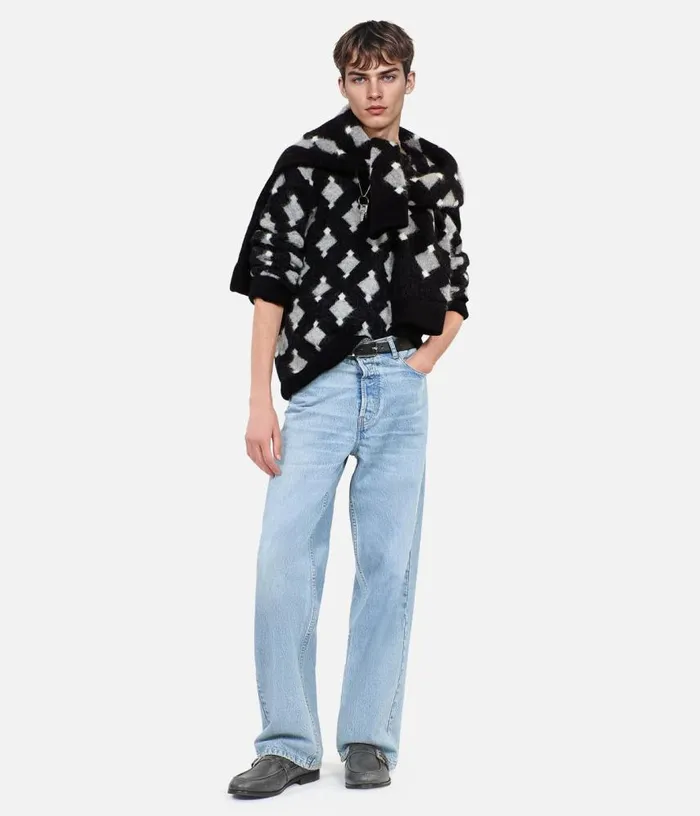 Men Black And Grey Wool And Alpaca Diamond Sweater THE KOOPLES Sweaters