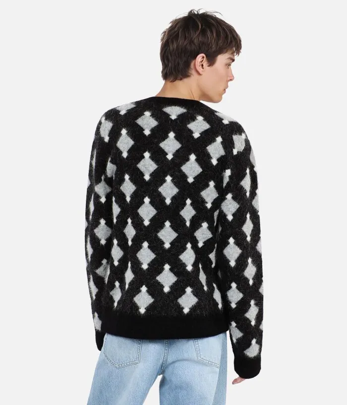Men Black And Grey Wool And Alpaca Diamond Sweater THE KOOPLES Sweaters