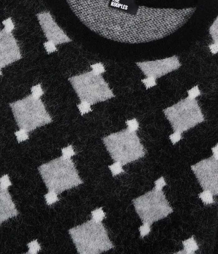 Men Black And Grey Wool And Alpaca Diamond Sweater THE KOOPLES Sweaters