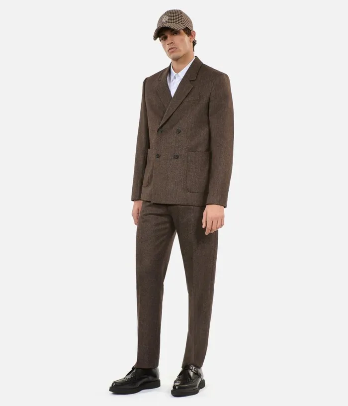 Men Brown Wool Suit Jacket THE KOOPLES Blazers and Suits