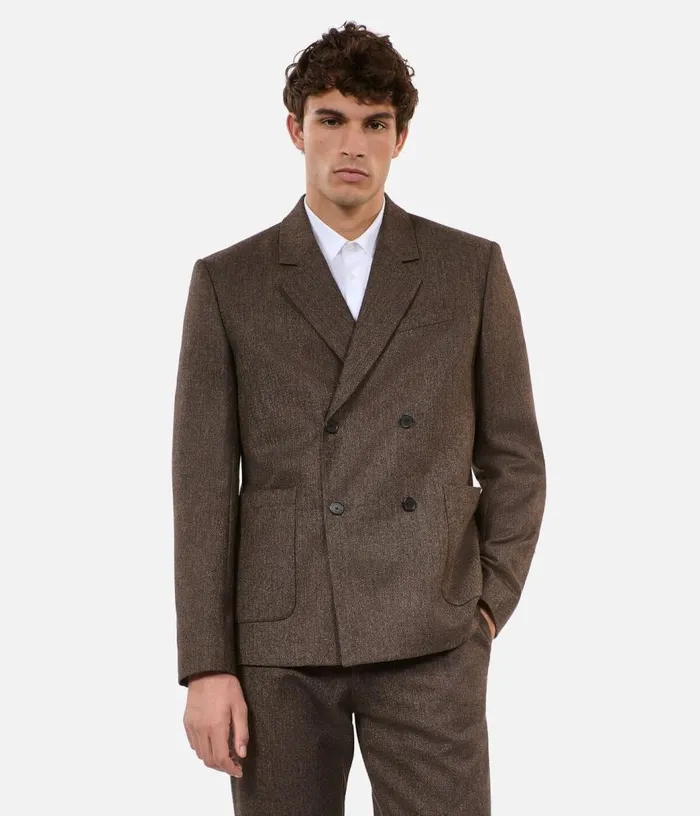 Men Brown Wool Suit Jacket THE KOOPLES Blazers and Suits