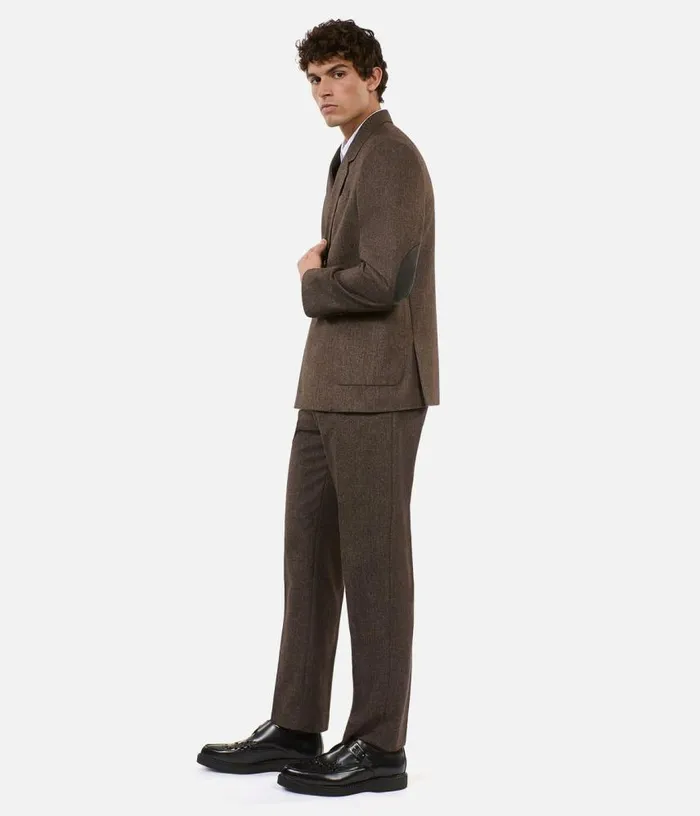 Men Brown Wool Suit Jacket THE KOOPLES Blazers and Suits
