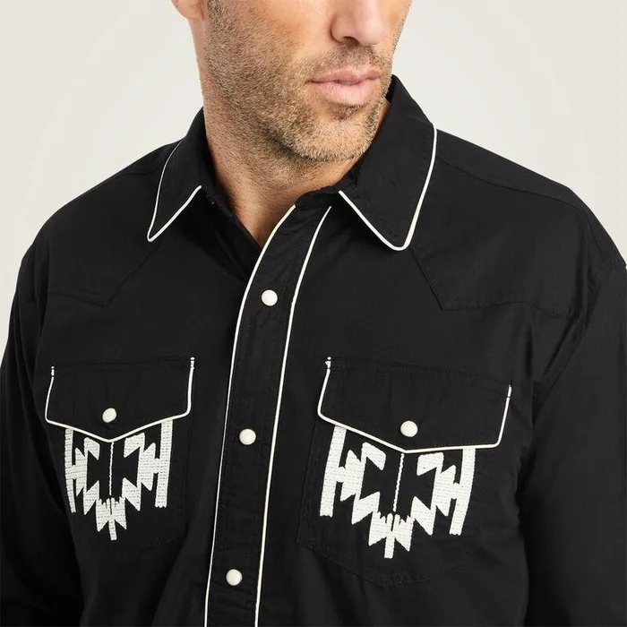Men Button Down Shirts Ariat Chimayo Retro Snap Shirt Black Men Button Down Shirts Ariat Chimayo Retro Snap Shirt Black