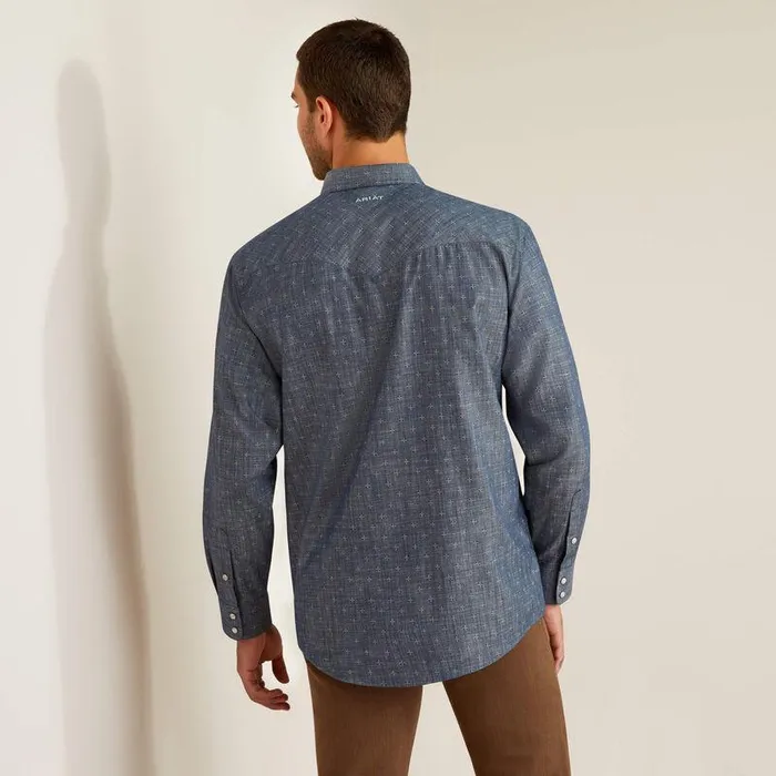Men Button Down Shirts Ariat Fenix Classic Fit Shirt Chambray Blue Men Button Down Shirts Ariat Fenix Classic Fit Shirt Chambray Blue