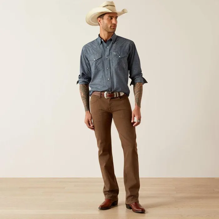 Men Button Down Shirts Ariat Fenix Classic Fit Shirt Chambray Blue Men Button Down Shirts Ariat Fenix Classic Fit Shirt Chambray Blue