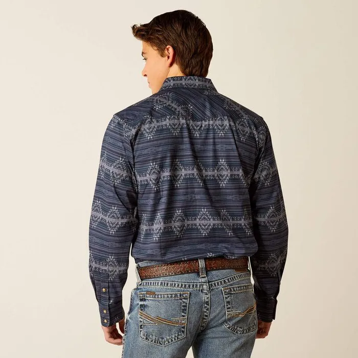 Men Button Down Shirts Ariat Haze Retro Fit Shirt Mood Indigo Men Button Down Shirts Ariat Haze Retro Fit Shirt Mood Indigo