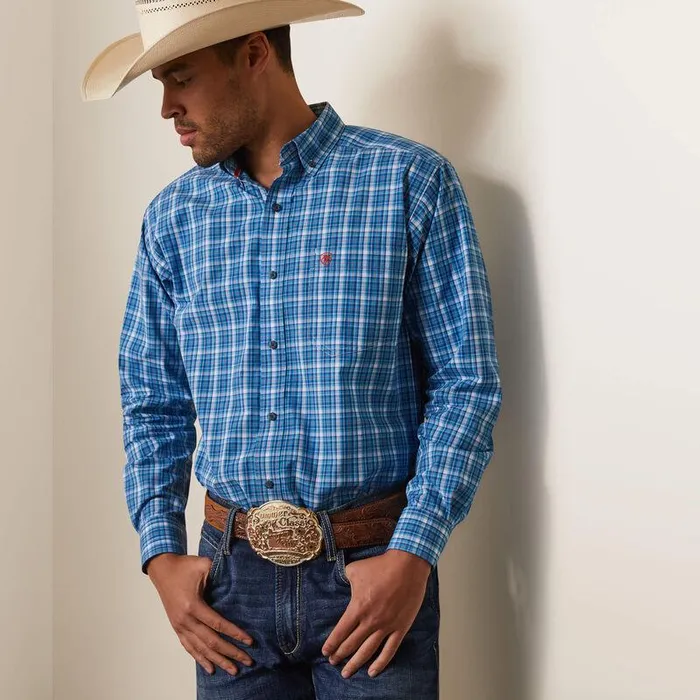 Men Button Down Shirts Ariat Pro Series Leyton Classic Fit Shirt Light Blue