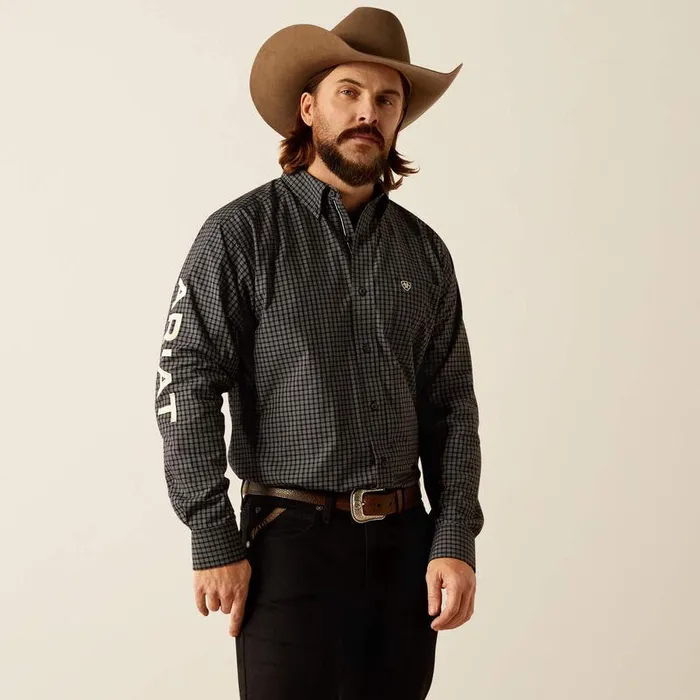 Men Button Down Shirts Ariat Pro Series Team Otto Classic Fit Shirt Blackkhaki