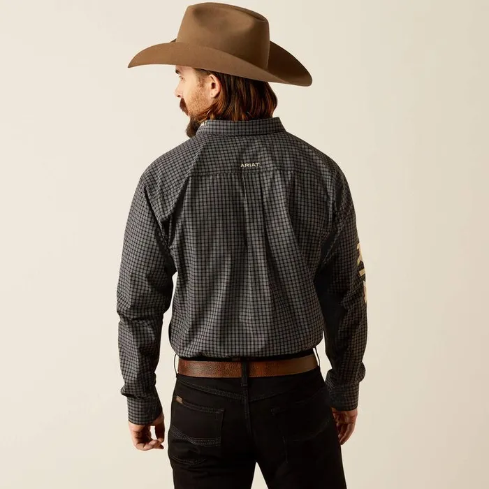 Men Button Down Shirts Ariat Pro Series Team Otto Classic Fit Shirt Blackkhaki