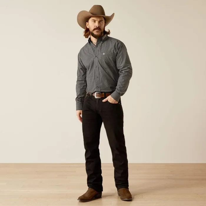 Men Button Down Shirts Ariat Pro Series Team Otto Classic Fit Shirt Blackkhaki