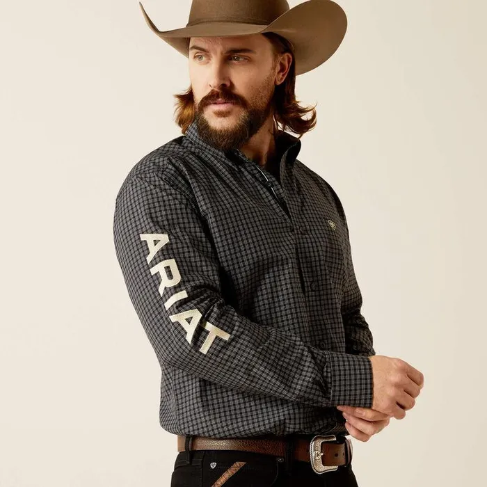 Men Button Down Shirts Ariat Pro Series Team Otto Classic Fit Shirt Blackkhaki