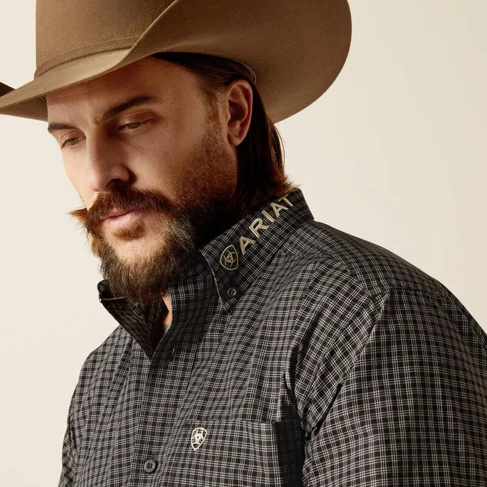 Men Button Down Shirts Ariat Pro Series Team Otto Classic Fit Shirt Blackkhaki