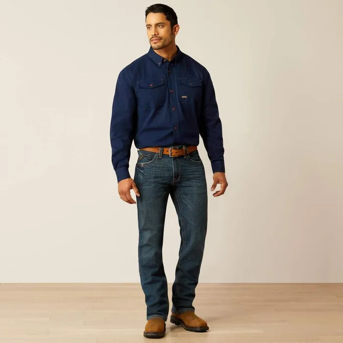 Men Button Down Shirts Ariat Rebar Washed Twill Work Shirt Navy Men Button Down Shirts Ariat Rebar Washed Twill Work Shirt Navy
