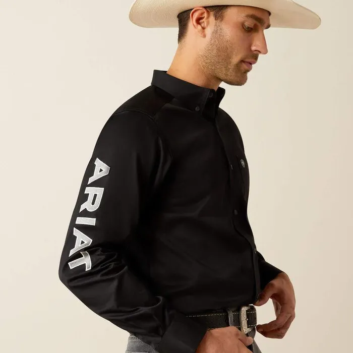 Men Button Down Shirts Ariat Team Logo Twill Classic Fit Shirt Blackgrey