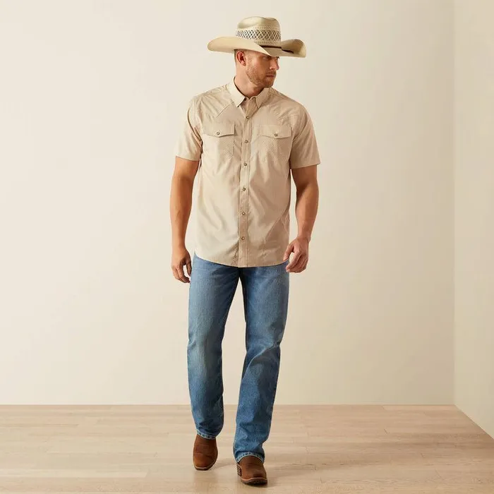 Men Button Down Shirts Ariat VentTEK Western Fitted Shirt Tan Men Button Down Shirts Ariat VentTEK Western Fitted Shirt Tan