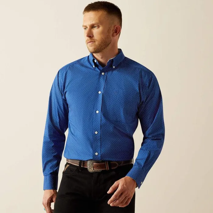 Men Button Down Shirts Ariat Wrinkle Free Bodie Classic Fit Shirt Navy