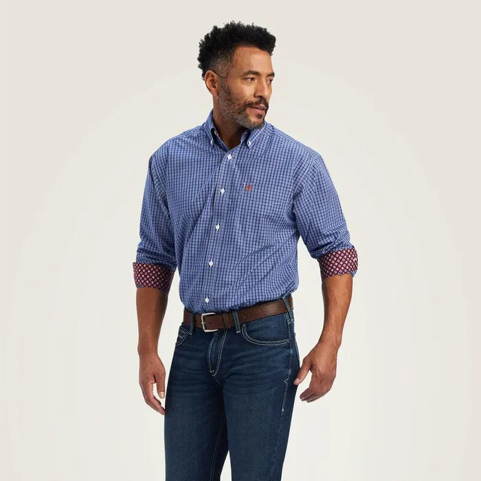 Men Button Down Shirts Ariat Wrinkle Free Dash Classic Fit Shirt Limoges