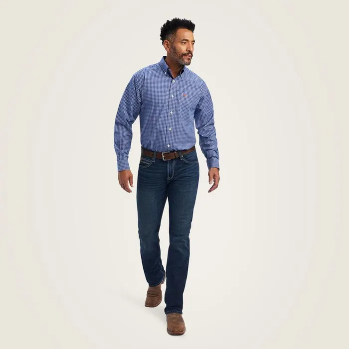 Men Button Down Shirts Ariat Wrinkle Free Dash Classic Fit Shirt Limoges