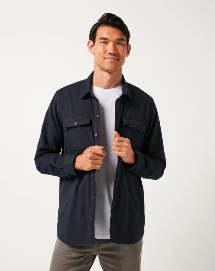 Men ButtonUps TravisMathew LIFESTYLE SHIFT SHIRT JACKET Navy
