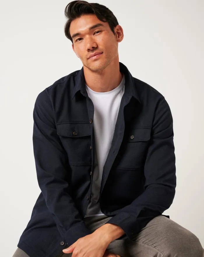 Men ButtonUps TravisMathew LIFESTYLE SHIFT SHIRT JACKET Navy Men ButtonUps TravisMathew LIFESTYLE SHIFT SHIRT JACKET Navy