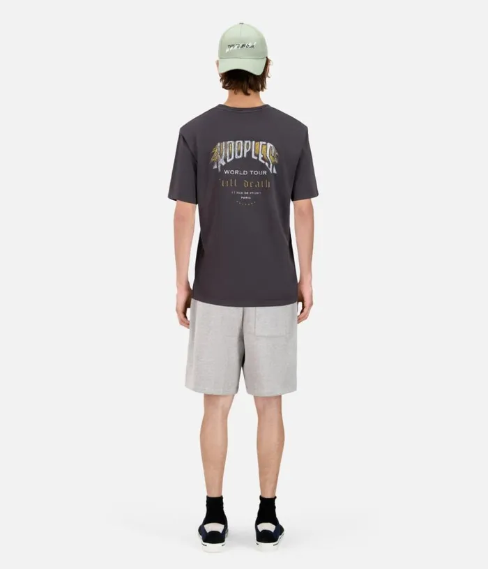 Men Carbon Grey Tshirt With Skull Butterfly Screen Print THE KOOPLES Tshirts