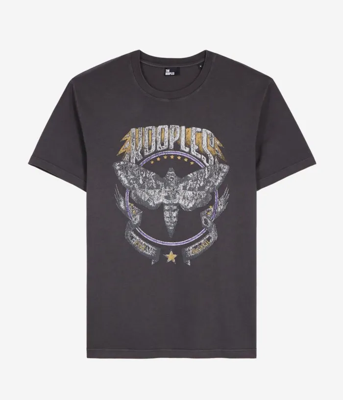 Men Carbon Grey Tshirt With Skull Butterfly Screen Print THE KOOPLES Tshirts Men Carbon Grey Tshirt With Skull Butterfly Screen Print THE KOOPLES Tshirts