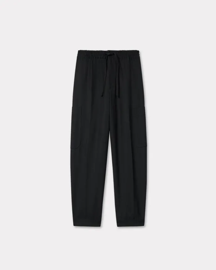 Men Cargo Jog Pants In Virgin Wool Black Kenzo Pants And Shorts