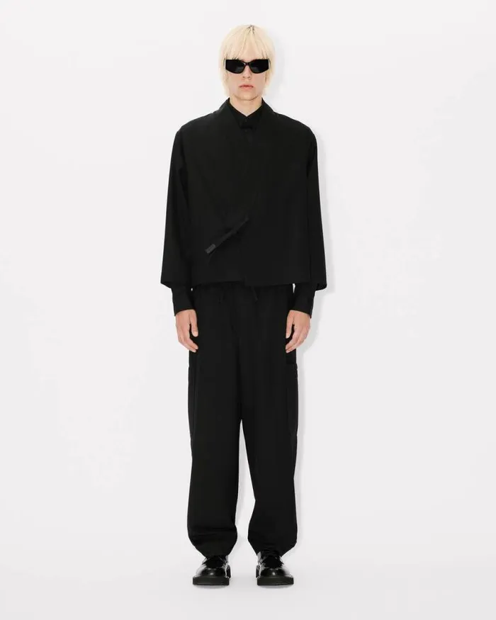 Men Cargo Jog Pants In Virgin Wool Black Kenzo Pants And Shorts