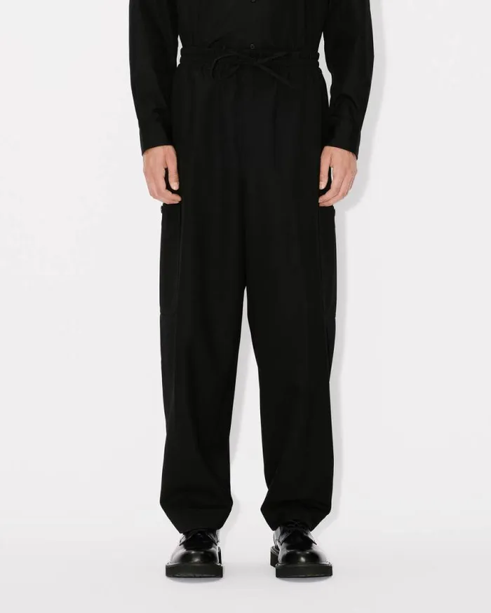 Men Cargo Jog Pants In Virgin Wool Black Kenzo Pants And Shorts