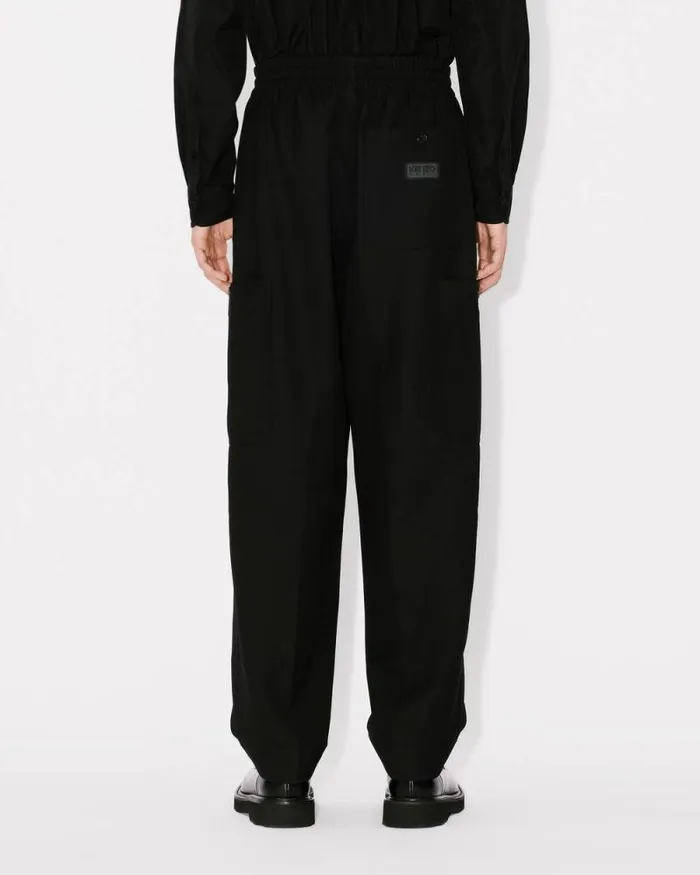 Men Cargo Jog Pants In Virgin Wool Black Kenzo Pants And Shorts