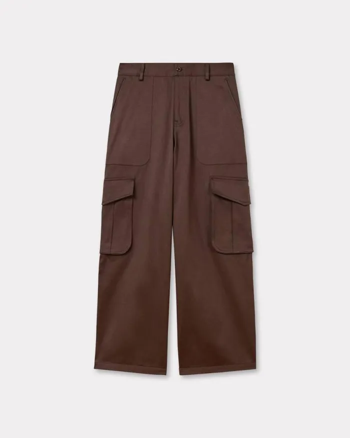 Men Cargo Pant In Cotton Dark Brown Kenzo Pants And Shorts