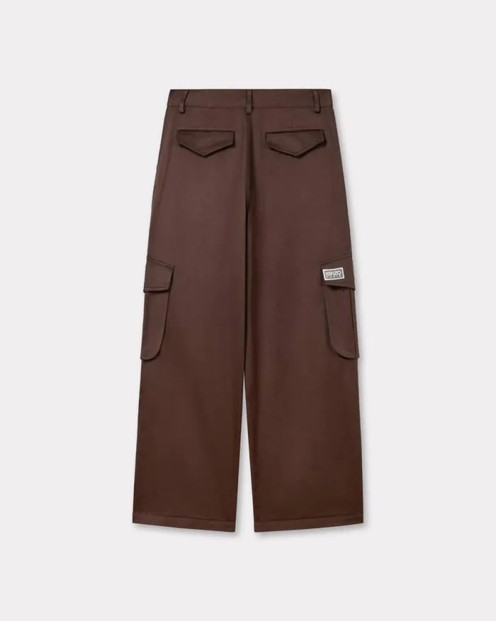 Men Cargo Pant In Cotton Dark Brown Kenzo Pants And Shorts
