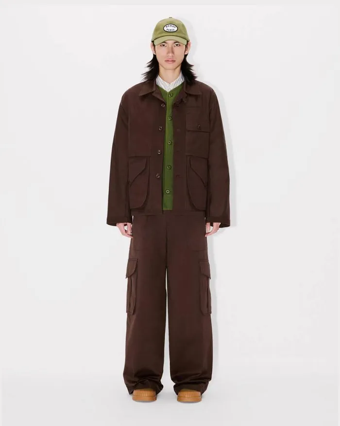 Men Cargo Pant In Cotton Dark Brown Kenzo Pants And Shorts