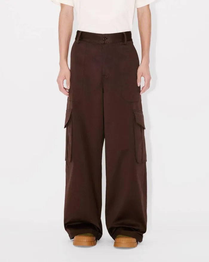 Men Cargo Pant In Cotton Dark Brown Kenzo Pants And Shorts