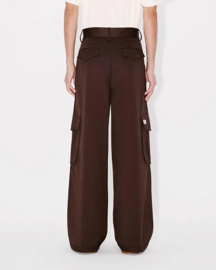 Men Cargo Pant In Cotton Dark Brown Kenzo Pants And Shorts