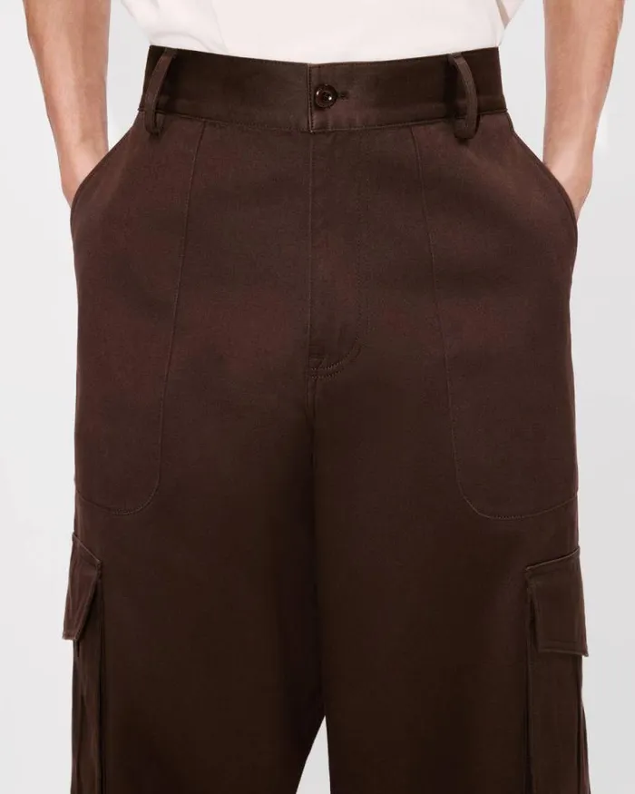 Men Cargo Pant In Cotton Dark Brown Kenzo Pants And Shorts