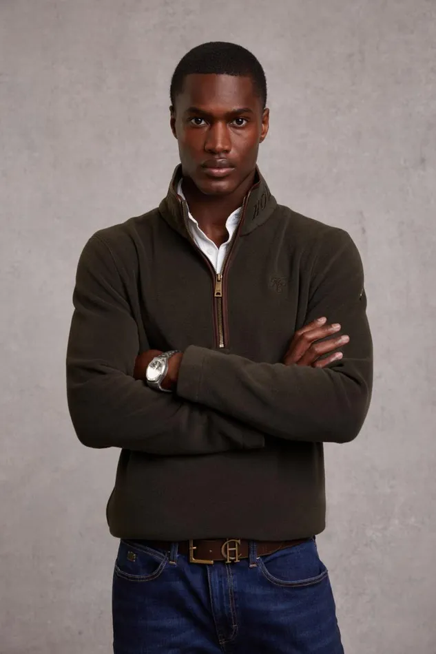 Men Country Fleece Quarter Zip Khaki Holland Cooper Fleeces