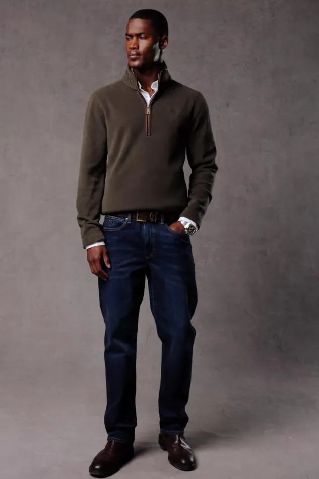 Men Country Fleece Quarter Zip Khaki Holland Cooper Fleeces Men Country Fleece Quarter Zip Khaki Holland Cooper Fleeces