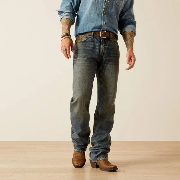 Men Denim Ariat M5 Straight Yellowstone Rider Straight Leg Jeans Medium Dirty