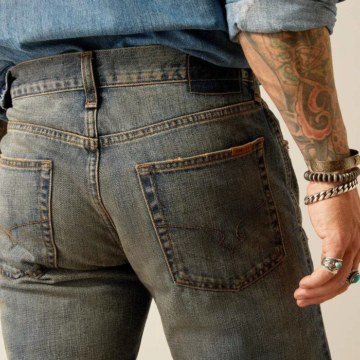 Men Denim Ariat M5 Straight Yellowstone Rider Straight Leg Jeans Medium Dirty