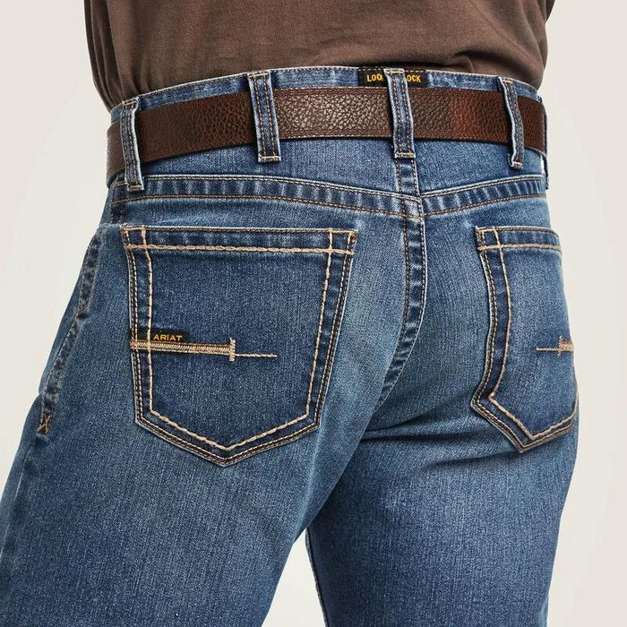 Men Denim Ariat Rebar M7 DuraStretch Edge Stackable Straight Leg Jean Rico