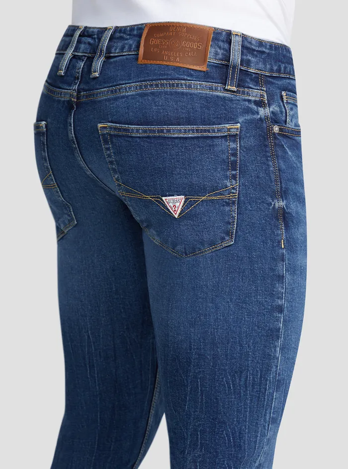 Men Denim GUESS Eco Lowrise Slim Chris Denim Jeans In Kent Wash Men Denim GUESS Eco Lowrise Slim Chris Denim Jeans In Kent Wash