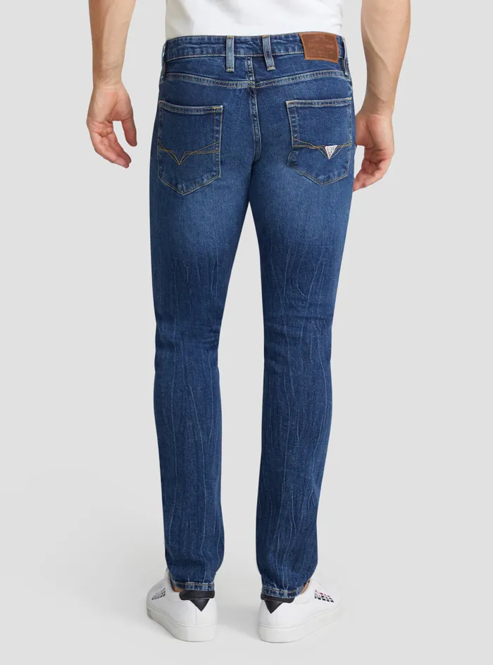 Men Denim GUESS Eco Lowrise Slim Chris Denim Jeans In Kent Wash Men Denim GUESS Eco Lowrise Slim Chris Denim Jeans In Kent Wash