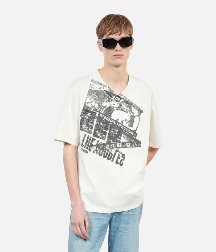 Men Ecru Eternal Life Tour Serigraphy Tshirt THE KOOPLES Tshirts